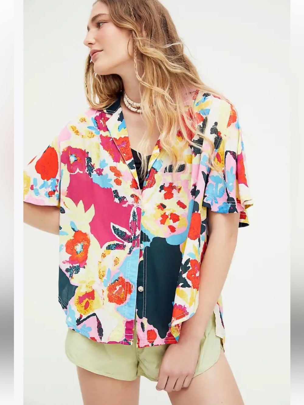 We the free tropical design blouse medium